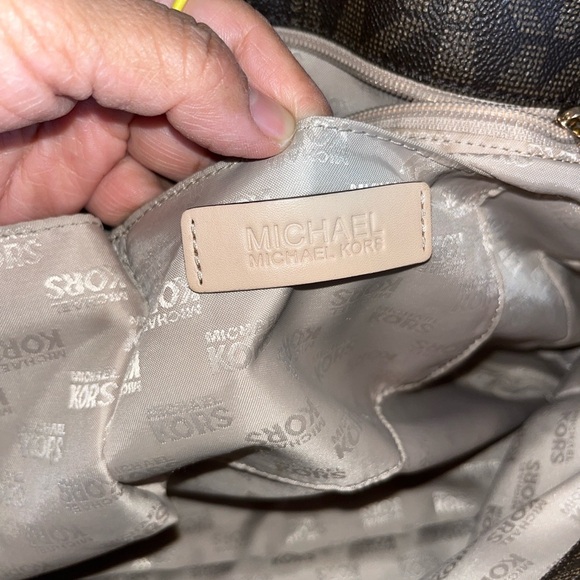 Michael Kors Dark Brown and Tan Logo Tote - Picture 11 of 16